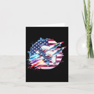 Boys 4th Of July American Usa Flag Fighter Jet 1  Card
