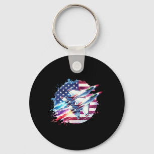 Boys 4th Of July American Usa Flag Fighter Jet 1 Key Ring
