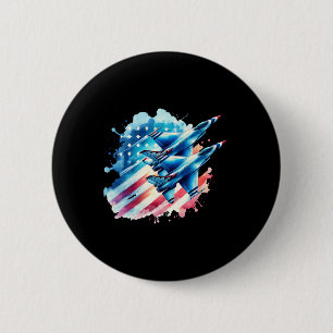 Boys 4th Of July American Usa Flag Fighter Jet 2 6 Cm Round Badge