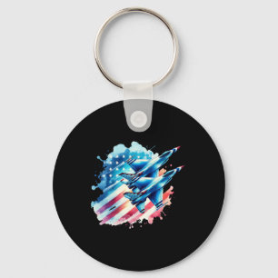 Boys 4th Of July American Usa Flag Fighter Jet 2 Key Ring