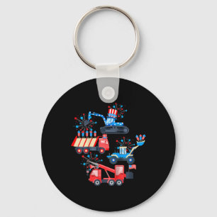 Boys 4th Of July Crane Truck Construction Vehicle  Key Ring