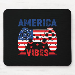 Boys 4th Of July Gamer America Vibes Kids Mouse Pad