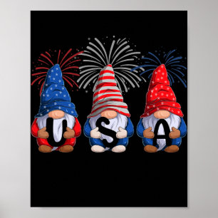 Boys 4th Of July Gnomes Patriotic Gnomes American Poster