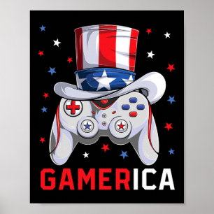 Boys 4th Of July Video Game American Flag Uncle Sa Poster