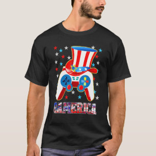 Boys 4th Of July Video Game American Flag Uncle Sa T-Shirt
