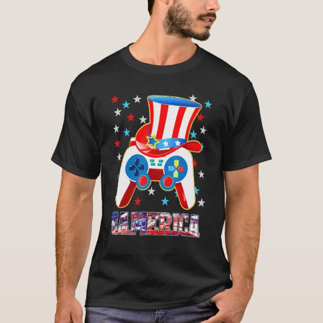 Boys 4th Of July Video Game American Flag Uncle Sa T-Shirt (Front)