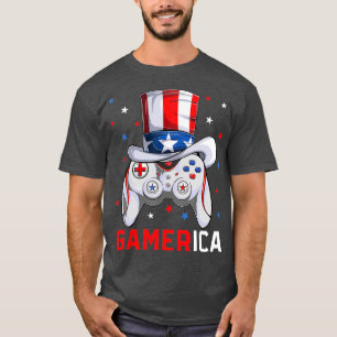 boys 4th of July Video Game American Flag Uncle T-Shirt