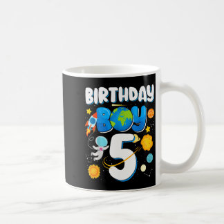 Boys 5th birthday astronaut space planets four coffee mug