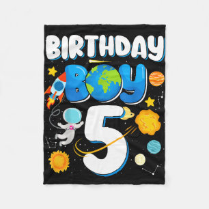 Boys 5th birthday astronaut space planets four fleece blanket