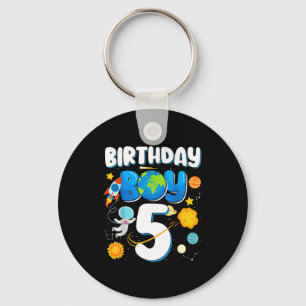 Boys 5th birthday astronaut space planets four key ring