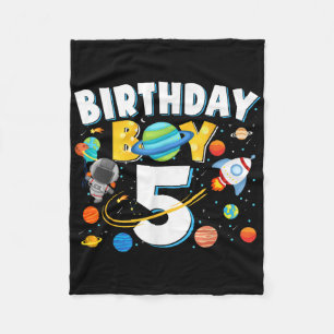 Boys 5th Birthday Astronaut Space Planets Four Yea Fleece Blanket