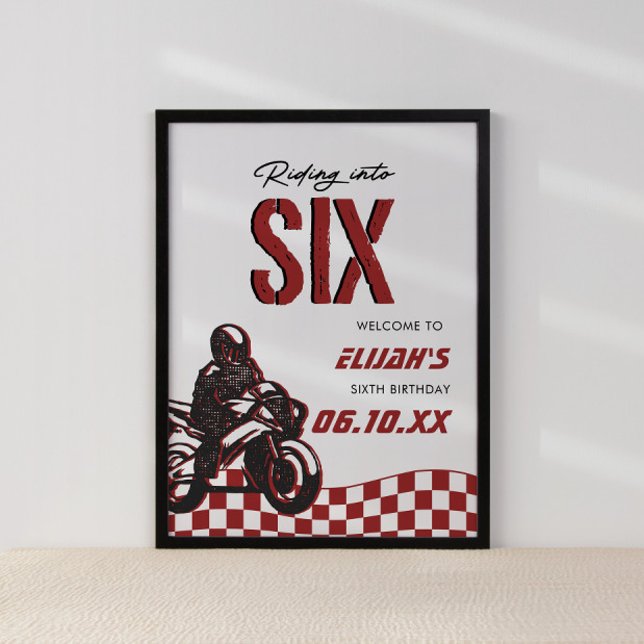 Boys 6th Motocross Dirt Bike Birthday Poster (Creator Uploaded)