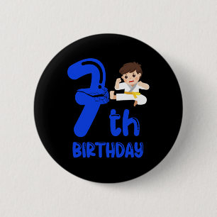 Boy's 7th Birthday Party. Seventh Birthday. Karate 6 Cm Round Badge