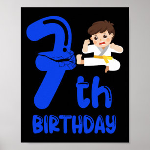 Boy's 7th Birthday Party. Seventh Birthday. Karate Poster
