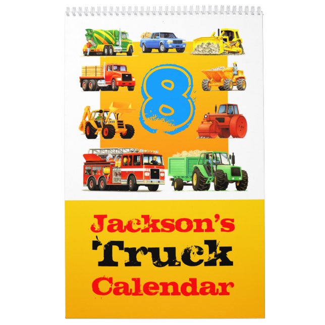 Boys 8th Birthday Big Truck Calendar! Calendar (Cover)