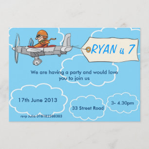 Boys Aeroplane Birthday Invitation