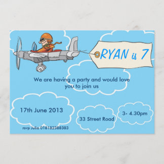 Boys Aeroplane Birthday Invitation