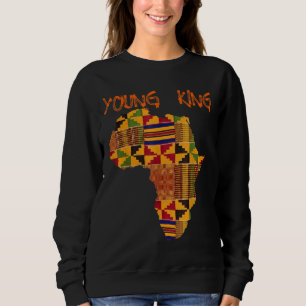 Boys African Kente Print Little Kids with King Ken Sweatshirt