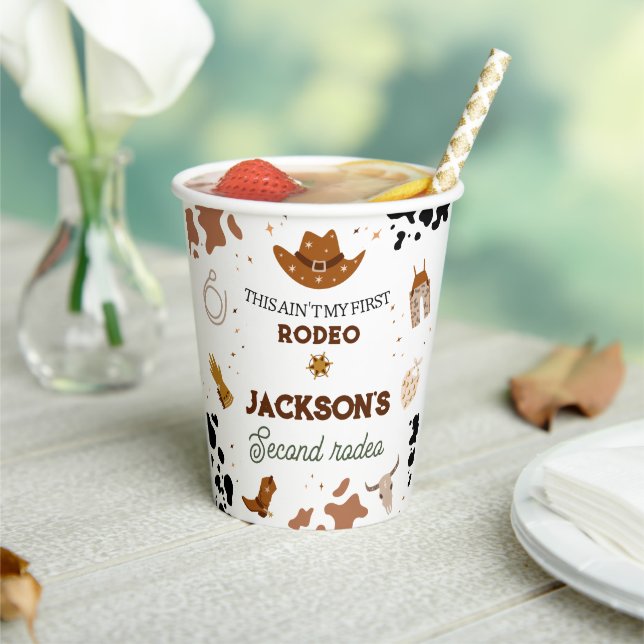 Boys Ain't My First Rodeo Cowboy 2nd Birthday Paper Cups (Insitu)
