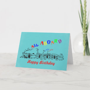 Boys All Aboard  Choo Choo Train Birthday Card