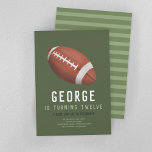 Boys American Football Kids 12th Birthday Invitation<br><div class="desc">This cute and modern sports-themed kids birthday invitation design features an American football cartoon design on a green background. The invite can be personalised with your boys name and other details necessary for your party. The perfect sports-themed addition to your child's party. This invitation is set for a 12th birthday,...</div>