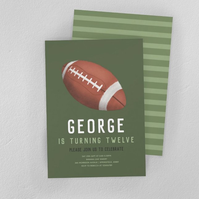 Boys American Football Kids 12th Birthday Invitation (Creator Uploaded)