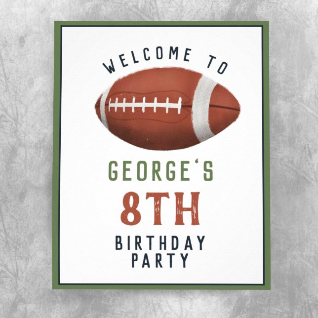 Boys American Football Kids Birthday Welcome Sign (Creator Uploaded)