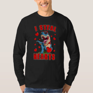 Boys And Men Funny I Steal Hearts Dinosaur T Rex T-Shirt