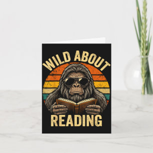 Boys animal funny wild about reading bigfoot book card