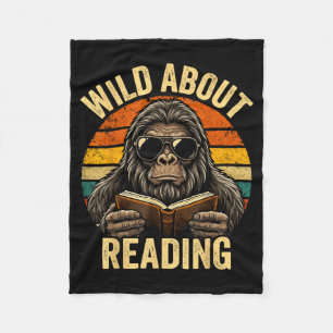 Boys animal funny wild about reading bigfoot book fleece blanket
