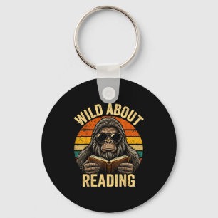 Boys animal funny wild about reading bigfoot book key ring