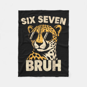 Boys animal print clothes bruh cheetah 67 meme six fleece blanket