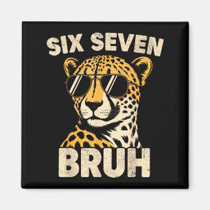 Boys animal print clothes bruh cheetah 67 meme six magnet