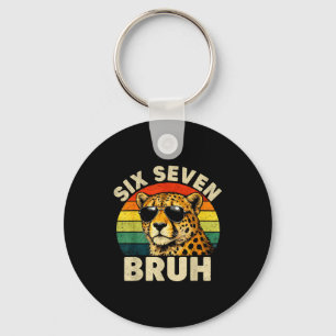 Boys animal print clothes six seven bruh cheetah 6 key ring