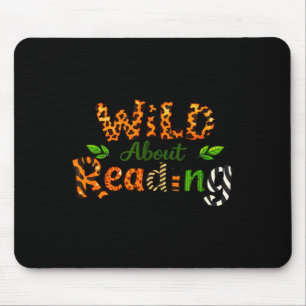 Boys animal print clothes wild about reading book mouse pad