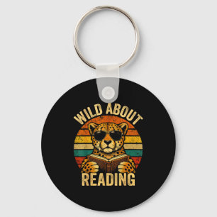 Boys animal print clothes wild about reading key ring
