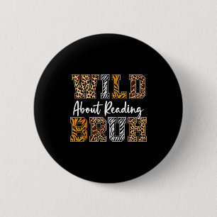 Boys animal print clothes wild about reading kids 6 cm round badge