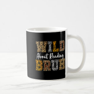 Boys animal print clothes wild about reading kids coffee mug