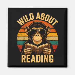 Boys animal print clothes wild about reading magnet