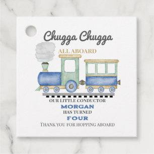 Boy's Any Age Birthday Blue Train Chugga Choo   Favour Tags