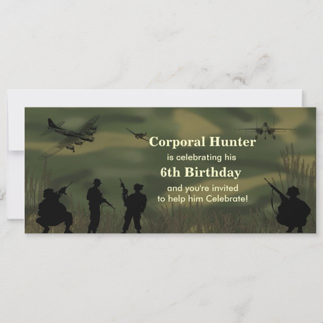 Boy's Army Birthday Invitation (Front)