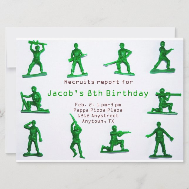 Boys Army Theme Birthday Invitation (Front)