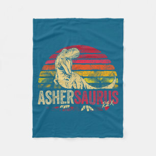 Boys Asher Saurus Dinosaur Rex Name Fleece Blanket
