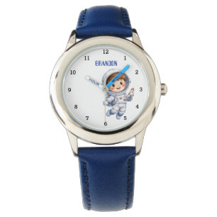 Boys Astronaut Cute Rocket Planet Blue Kids Watch