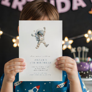 Boy's Astronaut Minimalist Space Birthday Party Invitation