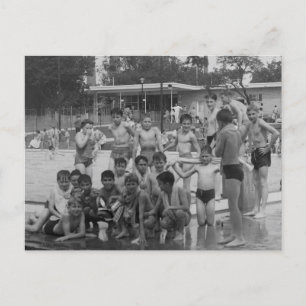 Boys at the Pool. Vintage photograph Postcard