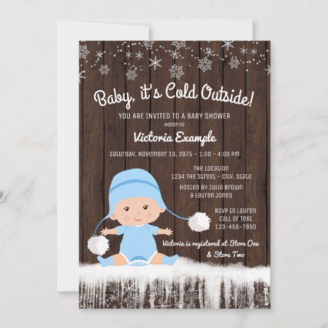 Boys Baby its Cold Outside Winter Baby Shower Invitation (Front)