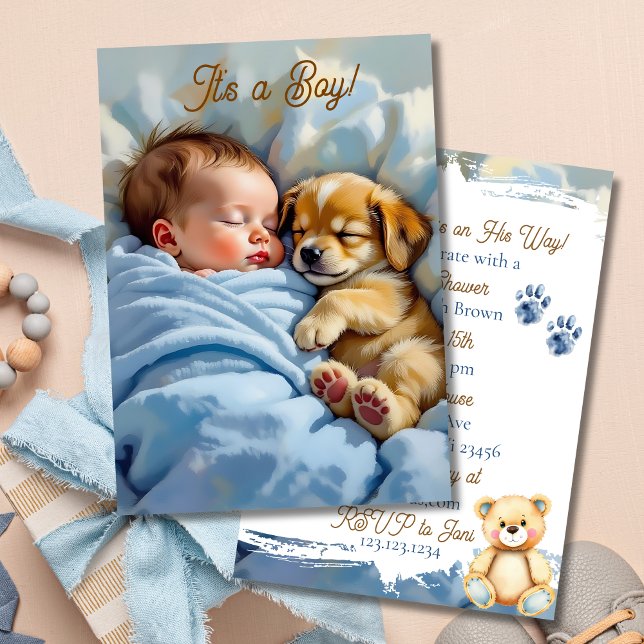 Boy's Baby Shower | Puppy Theme Invitation (Creator Uploaded)