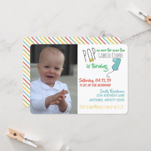 Boys Balloon and Bow Tie First Birthday Balloon Invitation