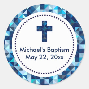 Boy's Baptism First Communion Confirmation Favours Classic Round Sticker